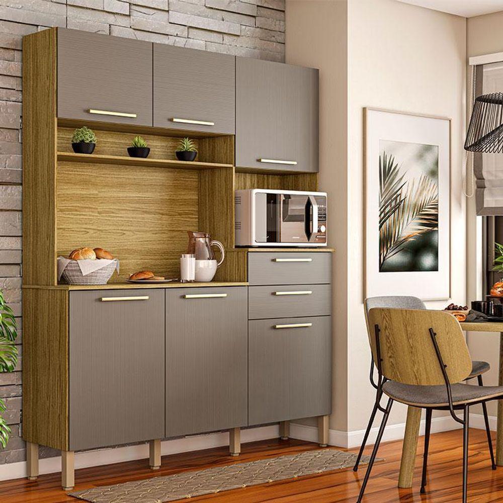 Cozinha Ambiente Montesa 6 Portas E 2 Gavetas Freijó Gris - Kits Paraná - 1