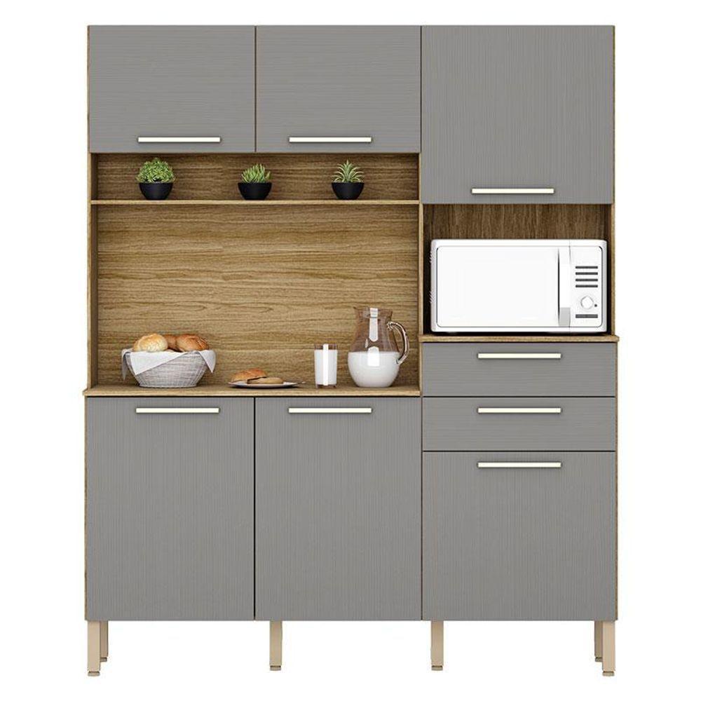 Cozinha Ambiente Montesa 6 Portas E 2 Gavetas Freijó Gris - Kits Paraná - 4