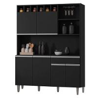 Armário Para Cozinha Ambiente Kit Alice Preto Fosco - Ajl - 4