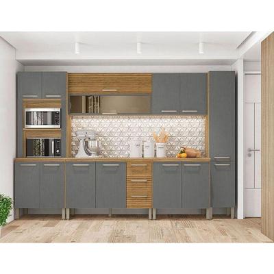 Cozinha Modulada Ambiente Ametista Composição 2 Freijó Gris Ripado - Kits Paraná