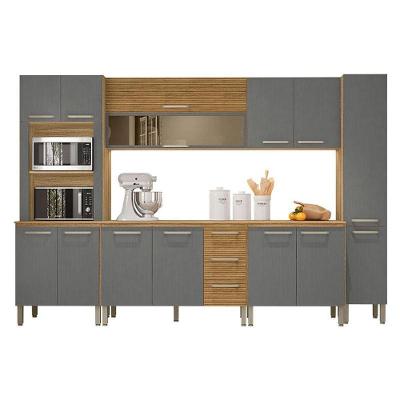 Cozinha Modulada Ametista Composição 2 Freijó Gris Ripado - Kits Paraná
