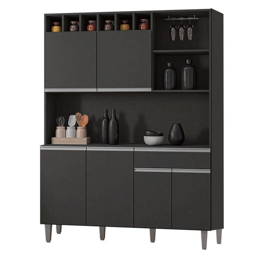 Armário Para Cozinha Ambiente Kit Alice Cinza Fosco - Ajl - 1