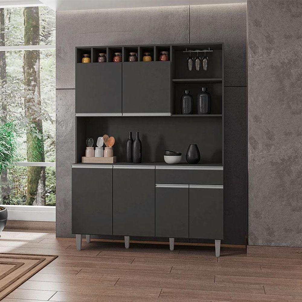 Armário Para Cozinha Ambiente Kit Alice Cinza Fosco - Ajl - 4