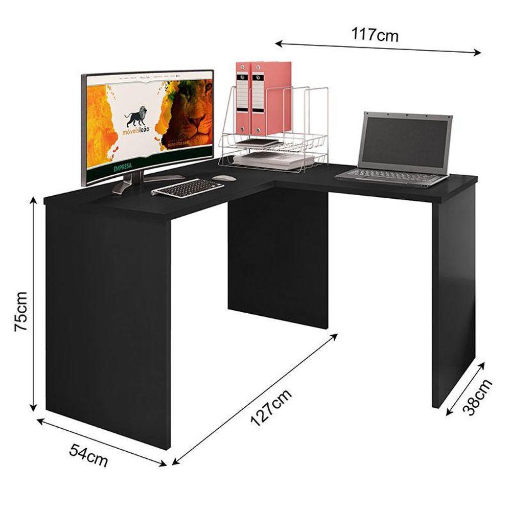 Mesa Para Computador Gávea Com Extensora Preto Trama - Móveis Leão - 3