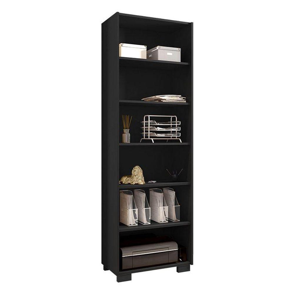 Mesa Para Computador Gávea Com Extensora E Livreiro Office Com Portas Pequenas Preto Trama - 2