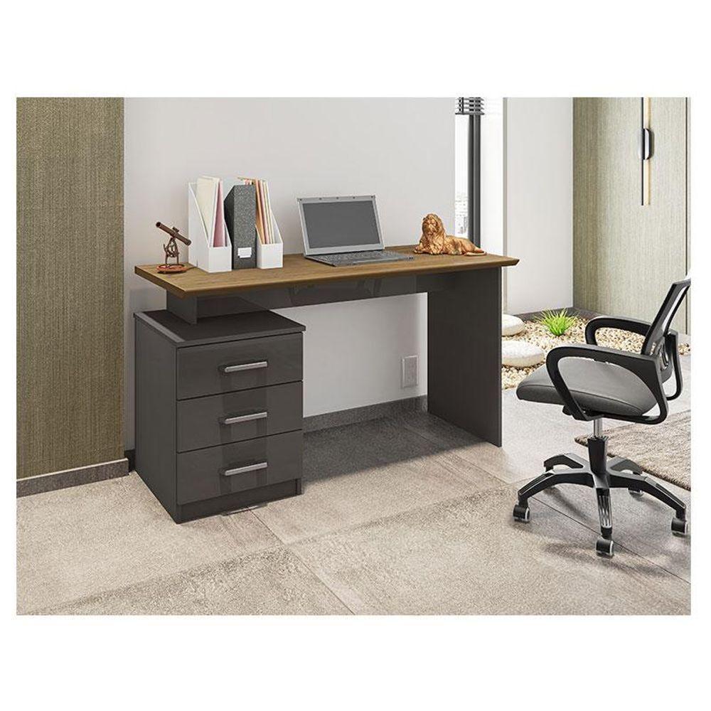 Mesa Para Computador Flay Grafite Perolizado Freijó - Móveis Leão - 2