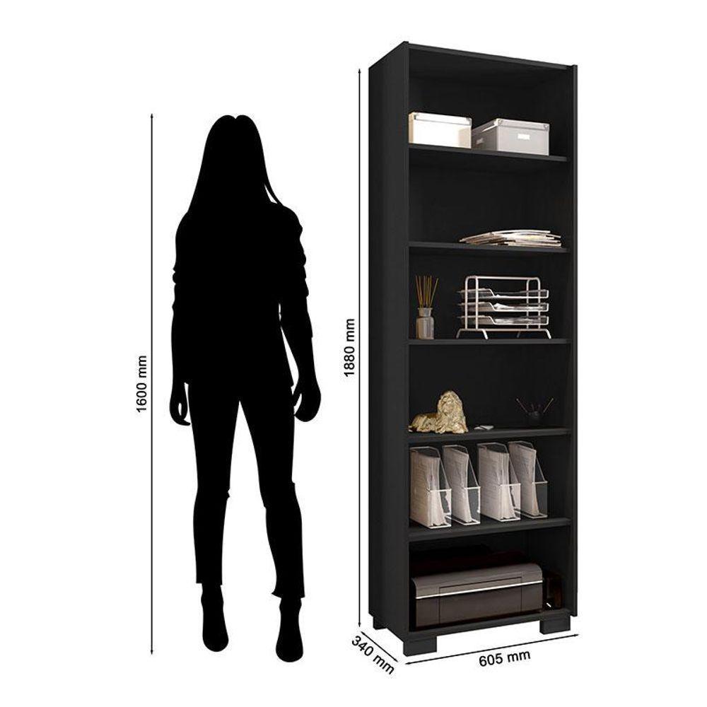 Mesa Para Computador Gávea Com Extensora E Livreiro Office Preto Trama - Móveis Leão - 2