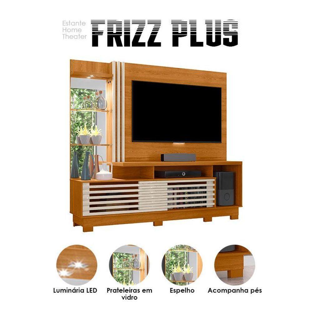 Estante Home Theater Frizz Plus Com Pés Cinamomo Off White - Madetec - 3