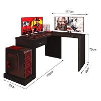 Mesa Para Computador Gamer Ambiente Drx 9000 Com Extensora Preto Trama - Móveis Leão - 4