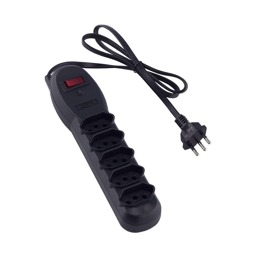 Filtro De Linha Force Line Slim Bivolt 5 Tomadas Preto - 1