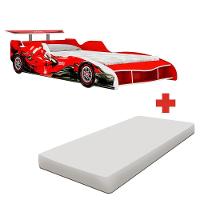 Cama Carro Montessori Solteiro Com Colchão F1 Vermelho Erin Jm Móveis - 4