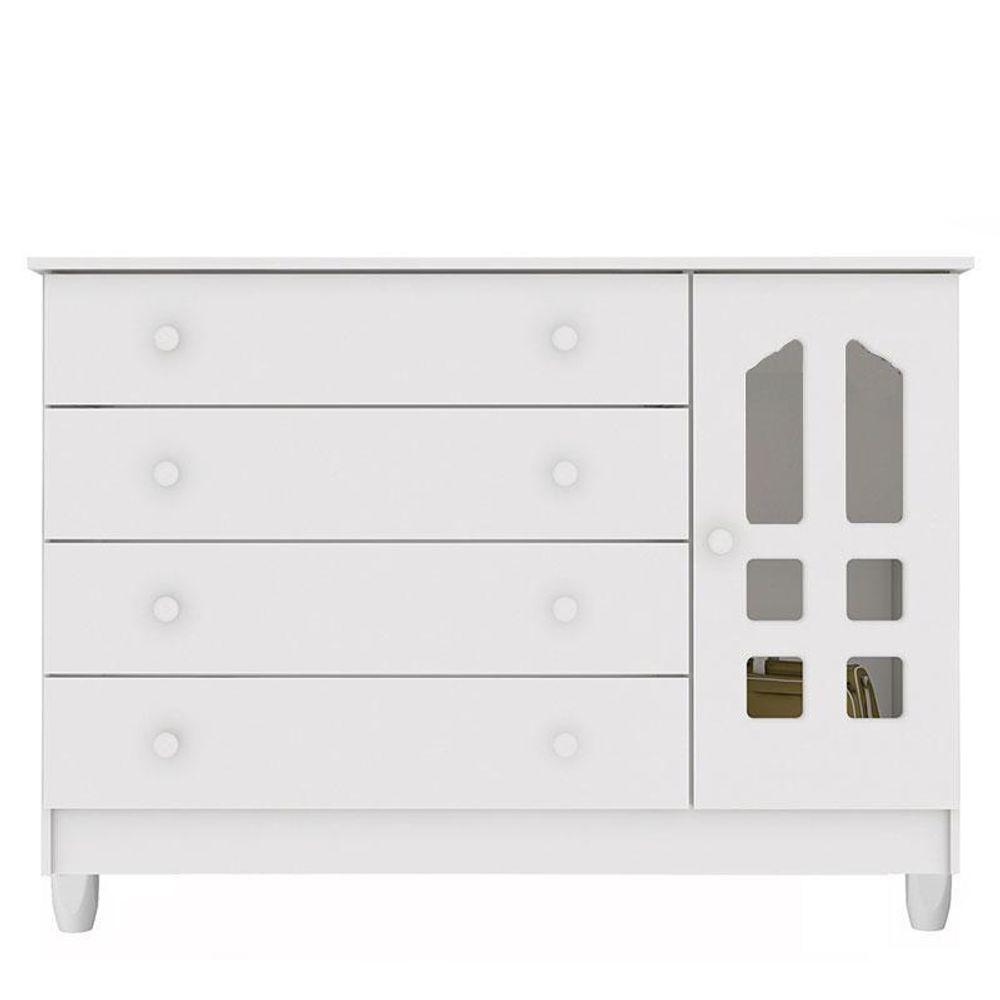 Berço Americano Lila E Cômoda Gran Selena Branco Brilho Colchão - 4