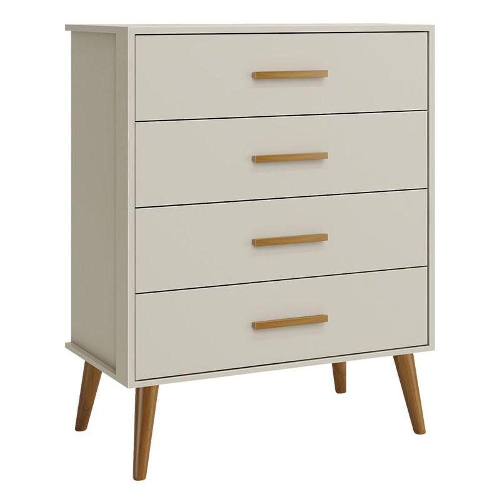 Berço Americano E Cômoda Gaveteiro Infantil Isis Areia Acetinado Colchão - Reller - 3