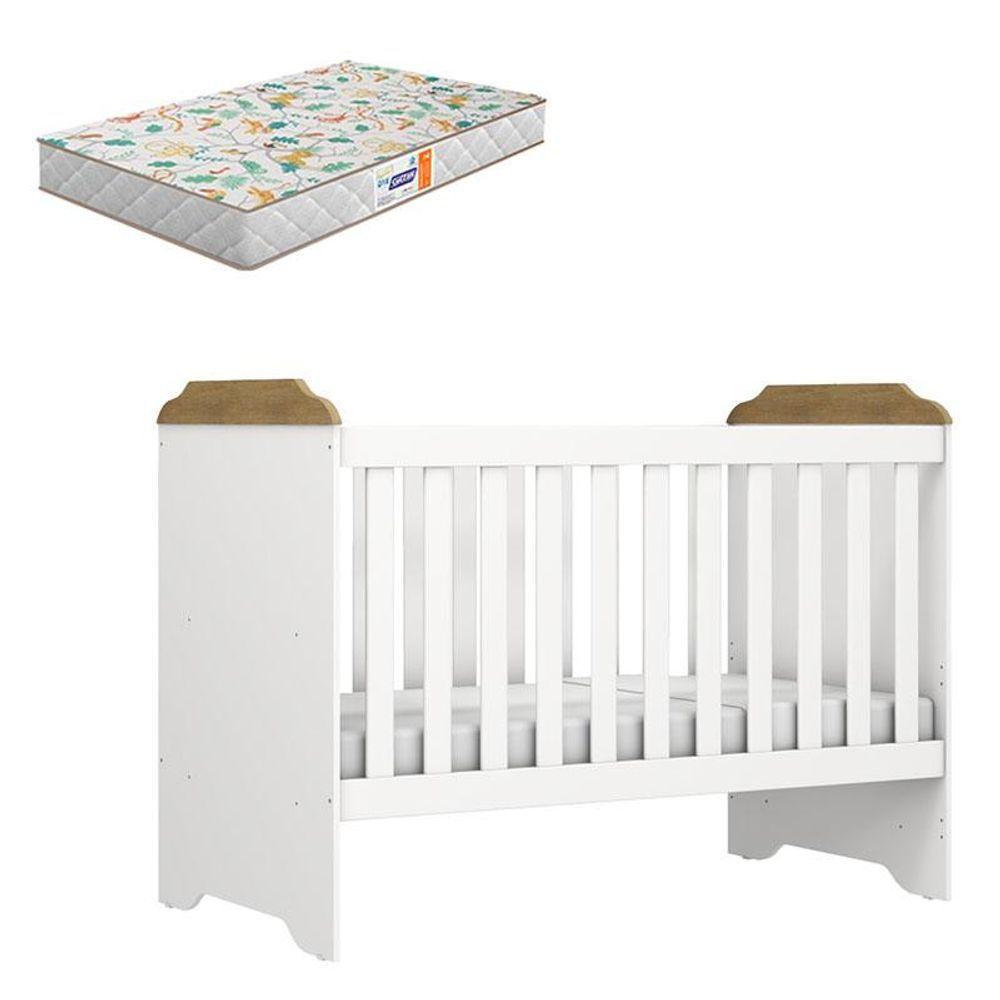 Berço Americano Mini Cama Mel Branco Acetinado Amadeirado Com Colchão Gazin - Carolina - 1