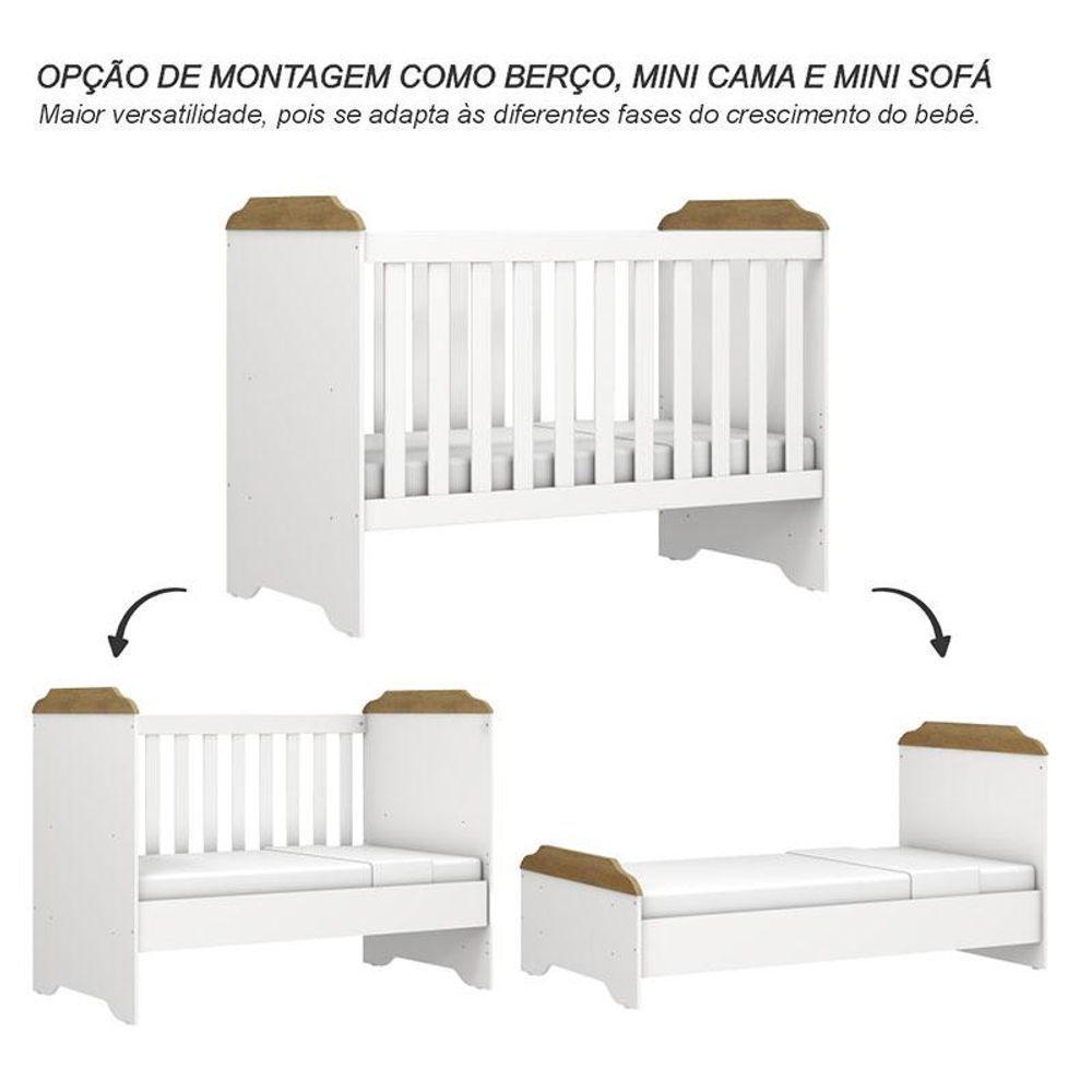 Berço Americano Mini Cama Mel Branco Acetinado Amadeirado Com Colchão Gazin - Carolina - 6
