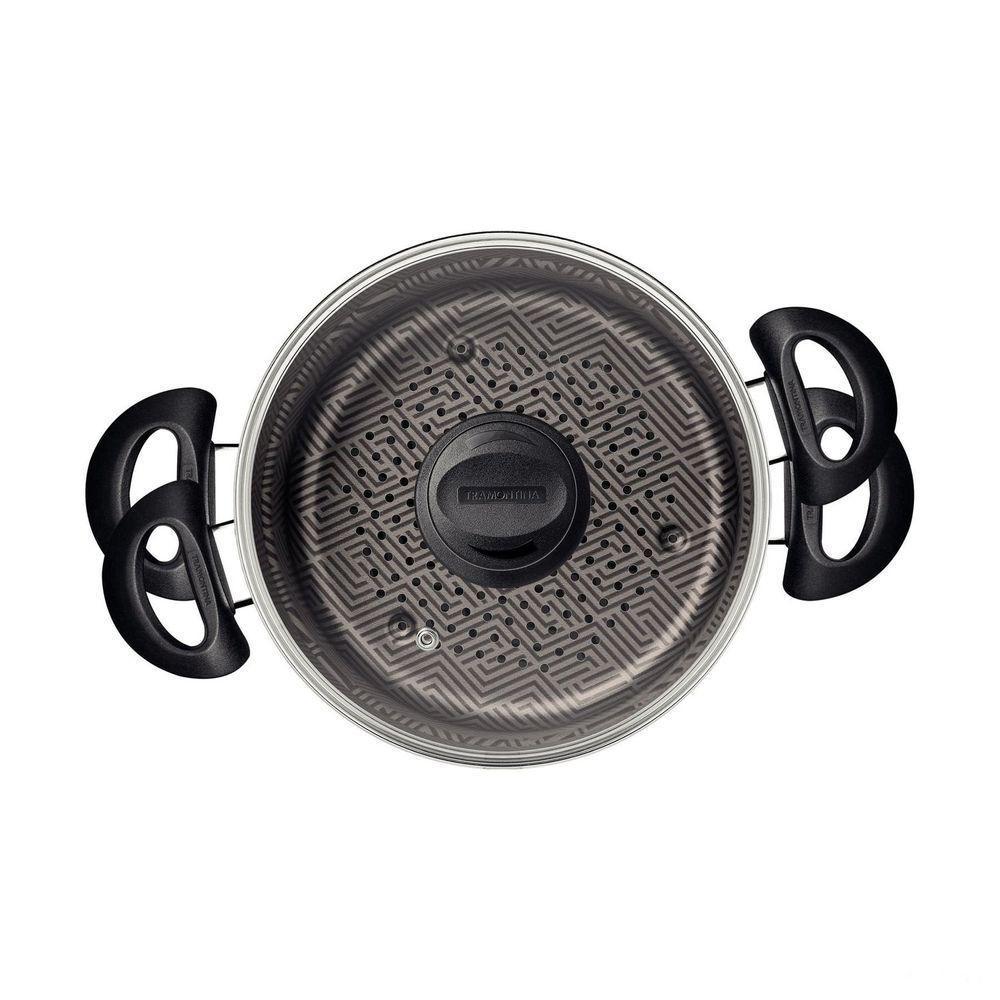 Jogo 4 Funções Tramontina Paris Antiaderente Starflon Max Chumbo Com Tampa De Vidro Tramontina - 5