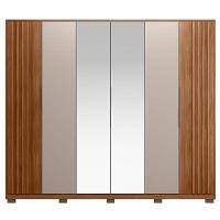 Guarda Roupa Casal Ripado Atrice 6 Portas Nogueira Nude Prime Tx Com Espelho E Pés Demóbile - Demartêz - 4