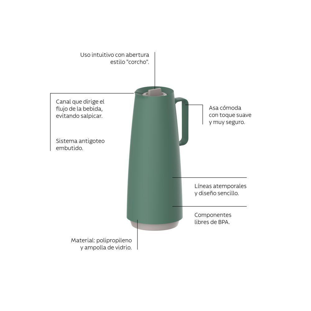 Bule Térmico Tramontina Exata Em Polipropileno Verde Com Ampola De Vidro 1 L - 3