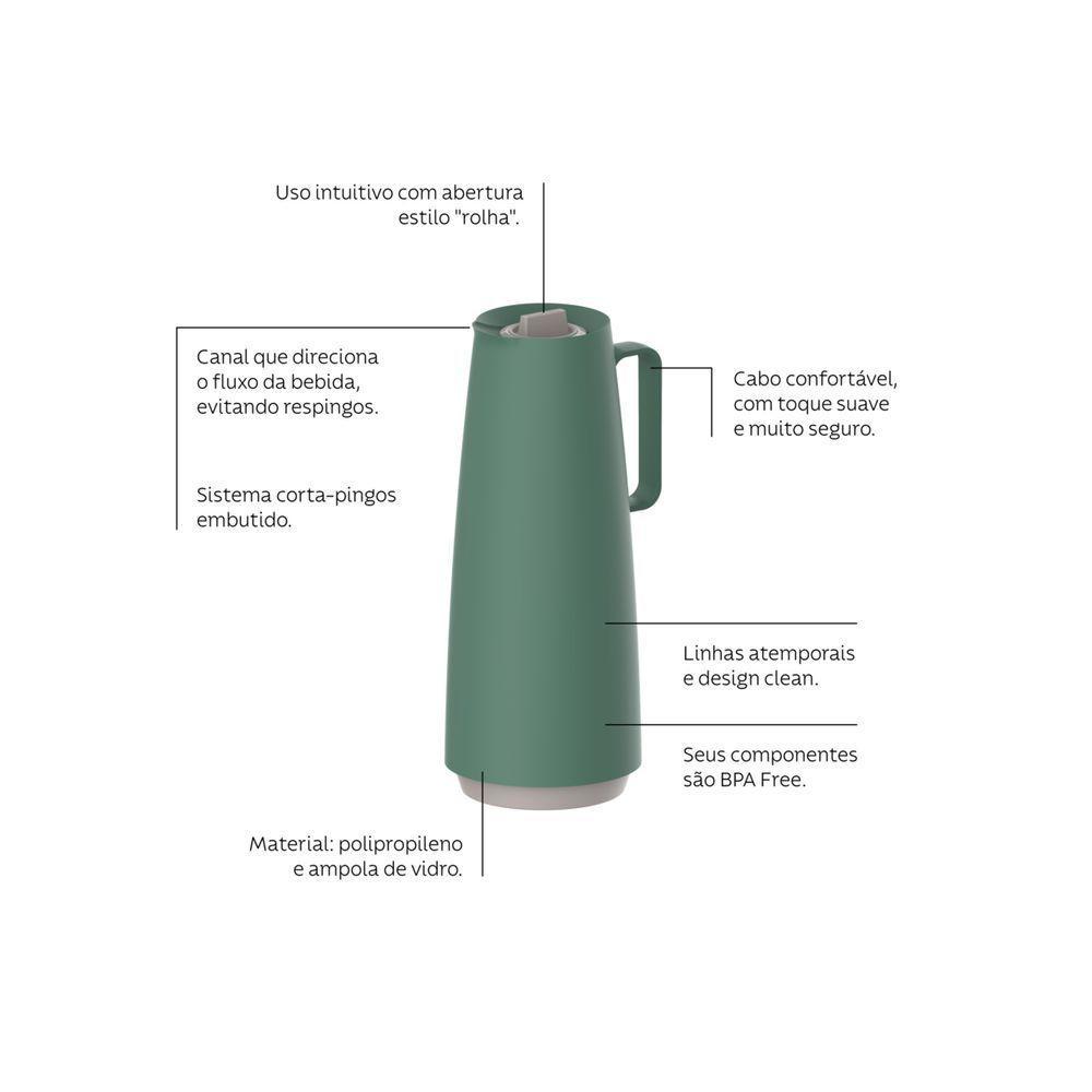 Bule Térmico Tramontina Exata Em Polipropileno Verde Com Ampola De Vidro 1 L - 4