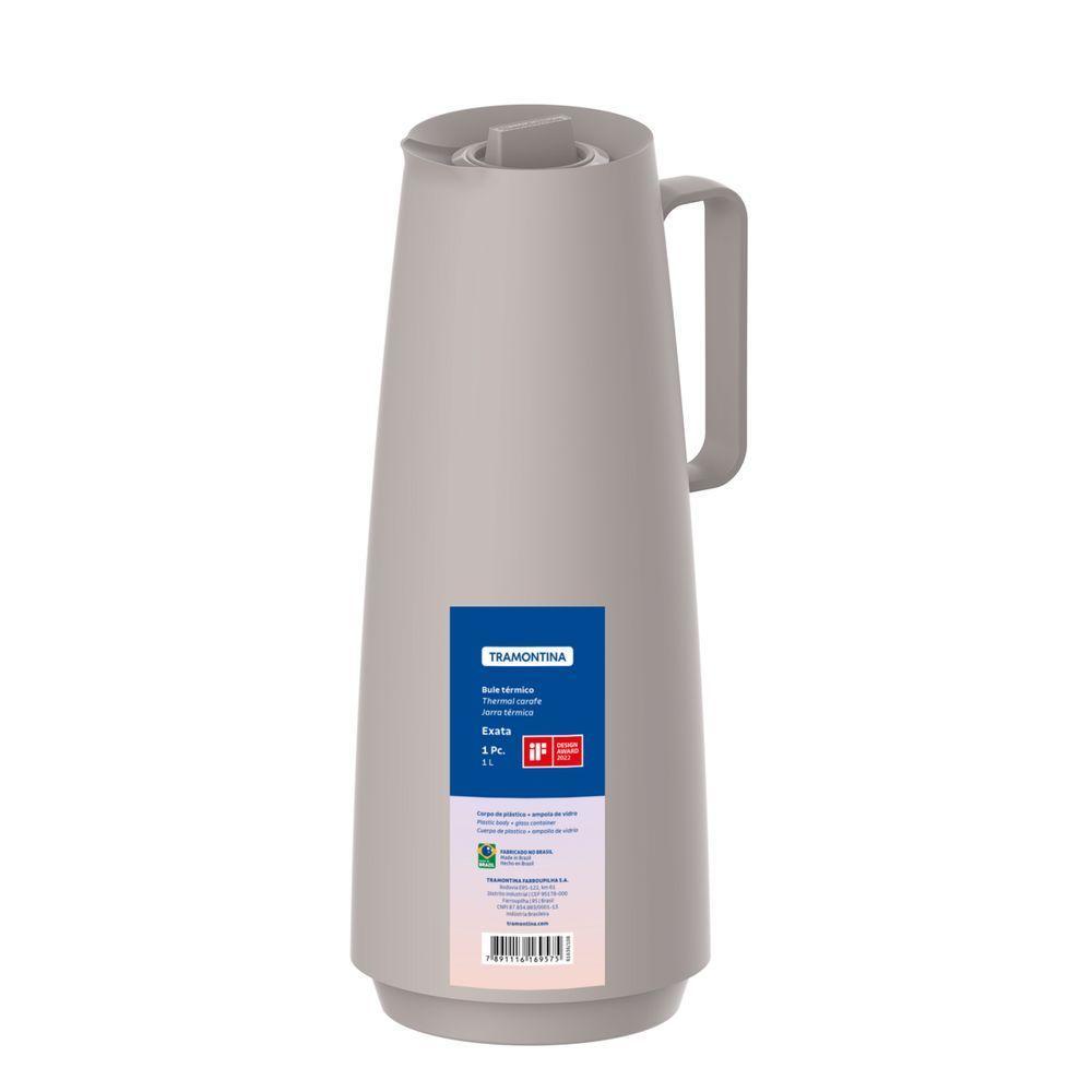 Bule Térmico Tramontina Exata Em Polipropileno Bege Com Ampola De Vidro 1 L - 4