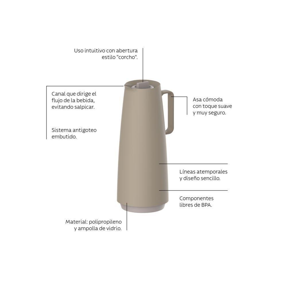 Bule Térmico Tramontina Exata Em Polipropileno Bege Com Ampola De Vidro 1 L - 5