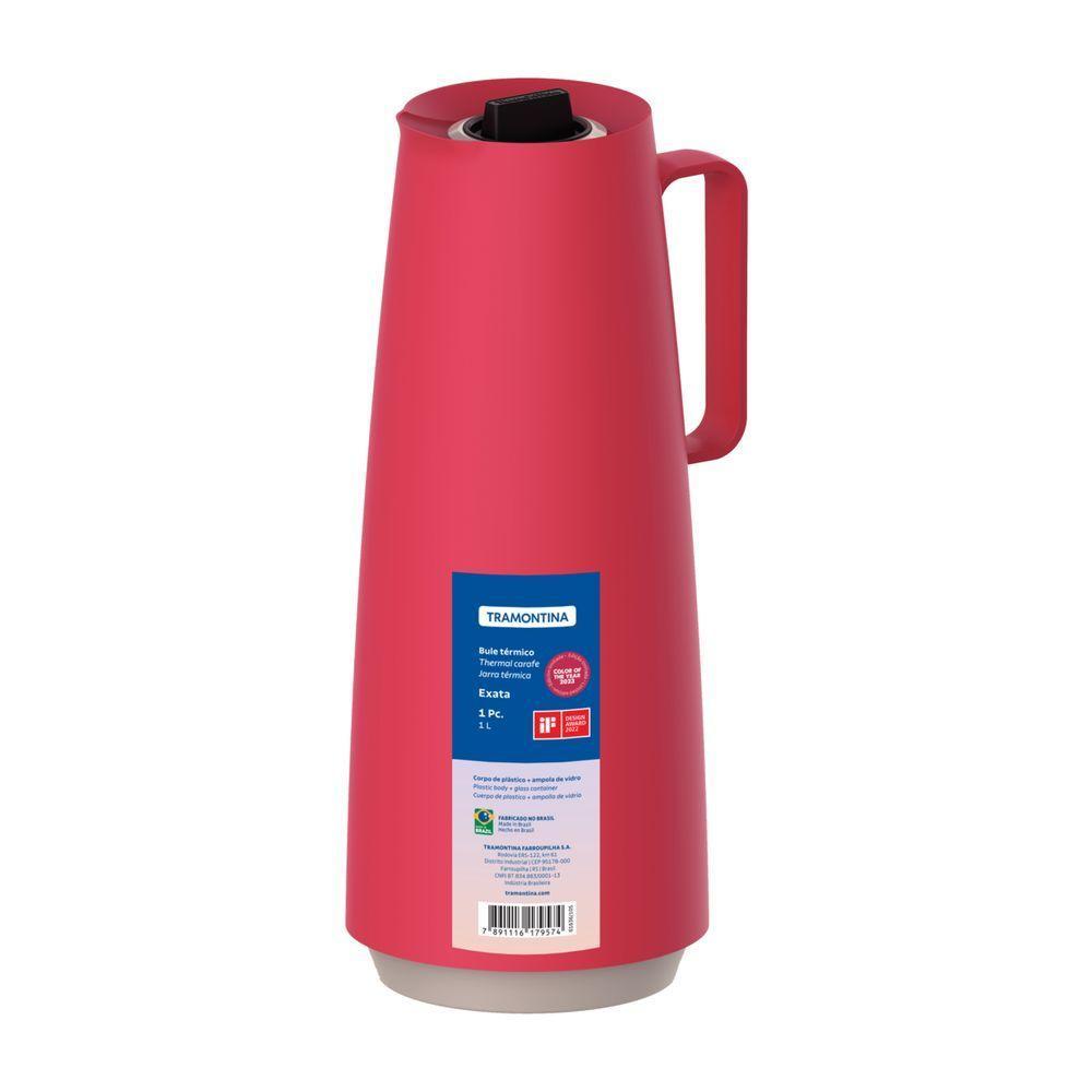 Bule Térmico Tramontina Exata Em Plástico Magenta Com Ampola De Vidro 1 L - 2