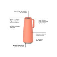 Bule Térmico Tramontina Exata Em Polipropileno Coral Com Ampola De Vidro 1 L - 2