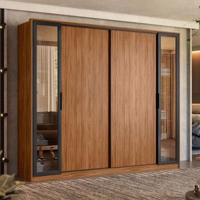 Guarda Roupa Casal Laredo Ambiente Nogueira Touch Flex Com Vidro Reflecta Demóbile