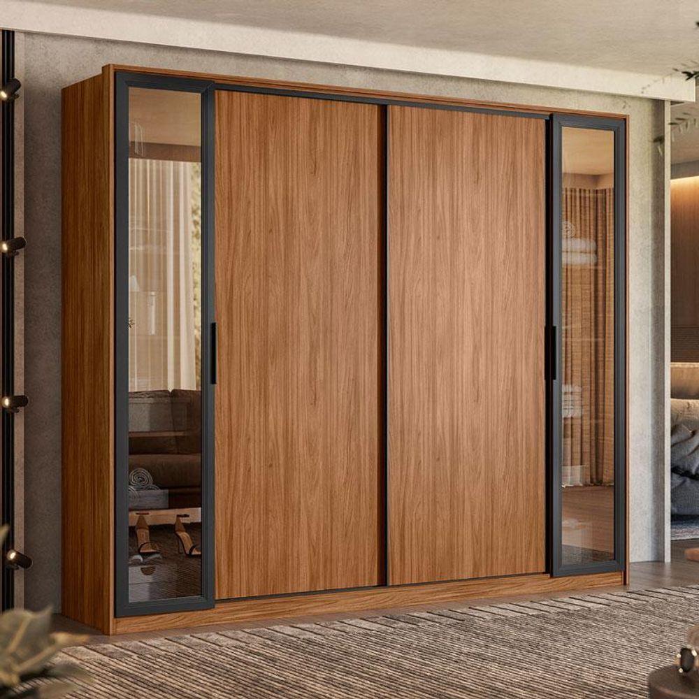 Guarda Roupa Casal Laredo Nogueira Nude Prime Tx Flex Com Vidro Reflecta Demóbile - 2