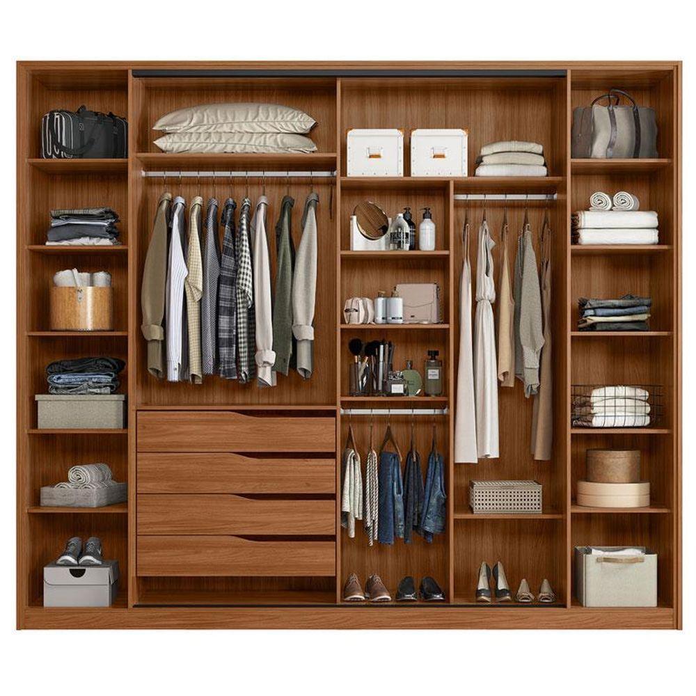 Guarda Roupa Casal Laredo Nogueira Nude Prime Tx Flex Com Vidro Reflecta Demóbile - 6