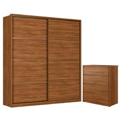 Cômoda átria 4 Gavetas E Guarda Roupa Casal Belga Nogueira Touch Flex Demóbile - Demartêz