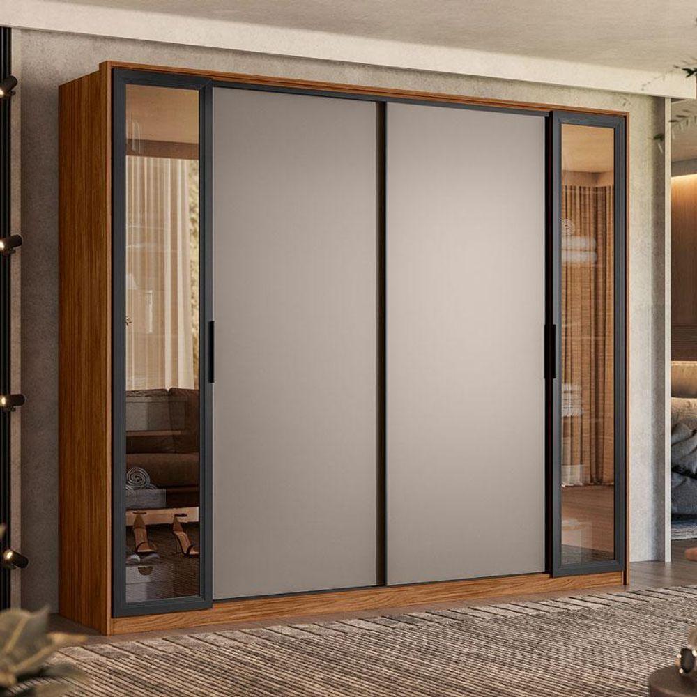 Guarda Roupa Casal Laredo Ambiente Nogueira Nude Prime Tx Flex Com Vidro Reflecta Demóbile - 1