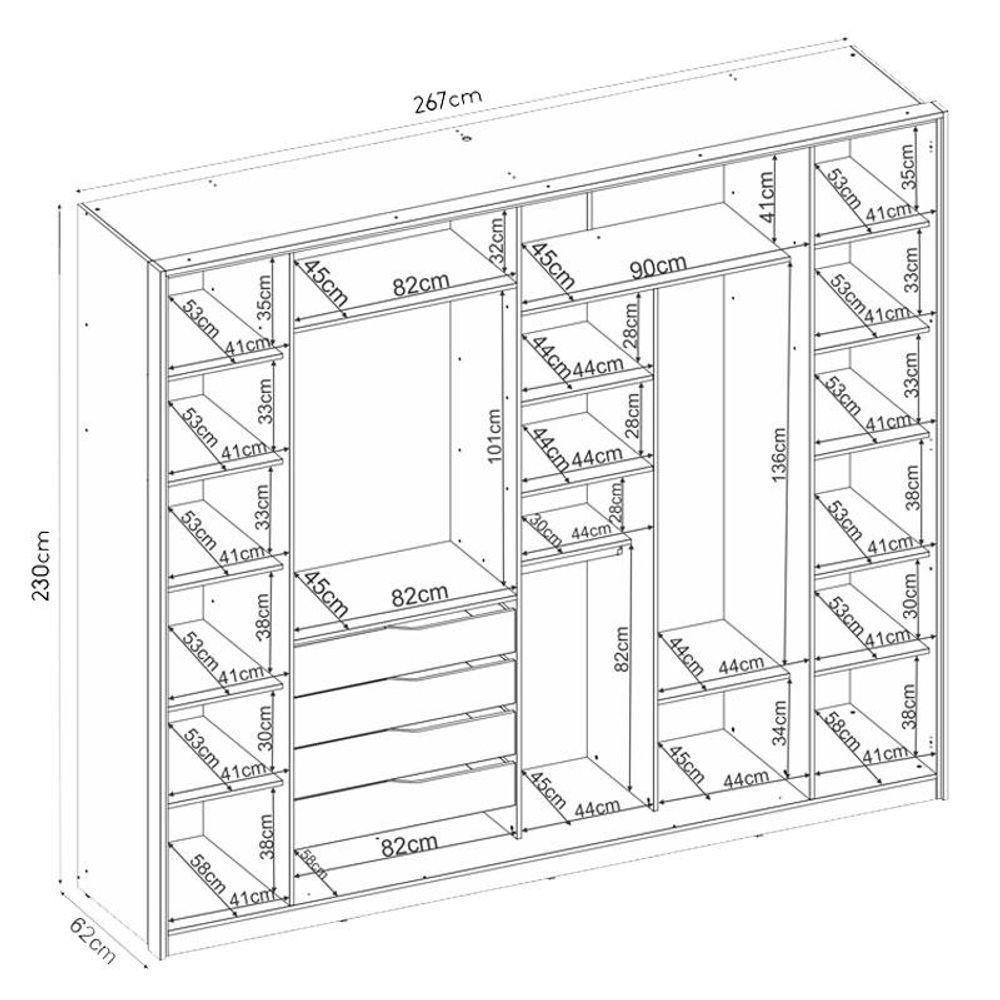 Guarda Roupa Casal Laredo Ambiente Nogueira Nude Prime Tx Flex Com Vidro Reflecta Demóbile - 4