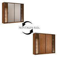 Guarda Roupa Casal Laredo Ambiente Nogueira Nude Prime Tx Flex Com Vidro Reflecta Demóbile - 3