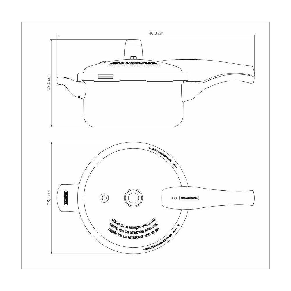 Panela De Pressão Em Aluminio Com Revestimento Interno E Externo Antiaderente Starflon Max Grafite - 5