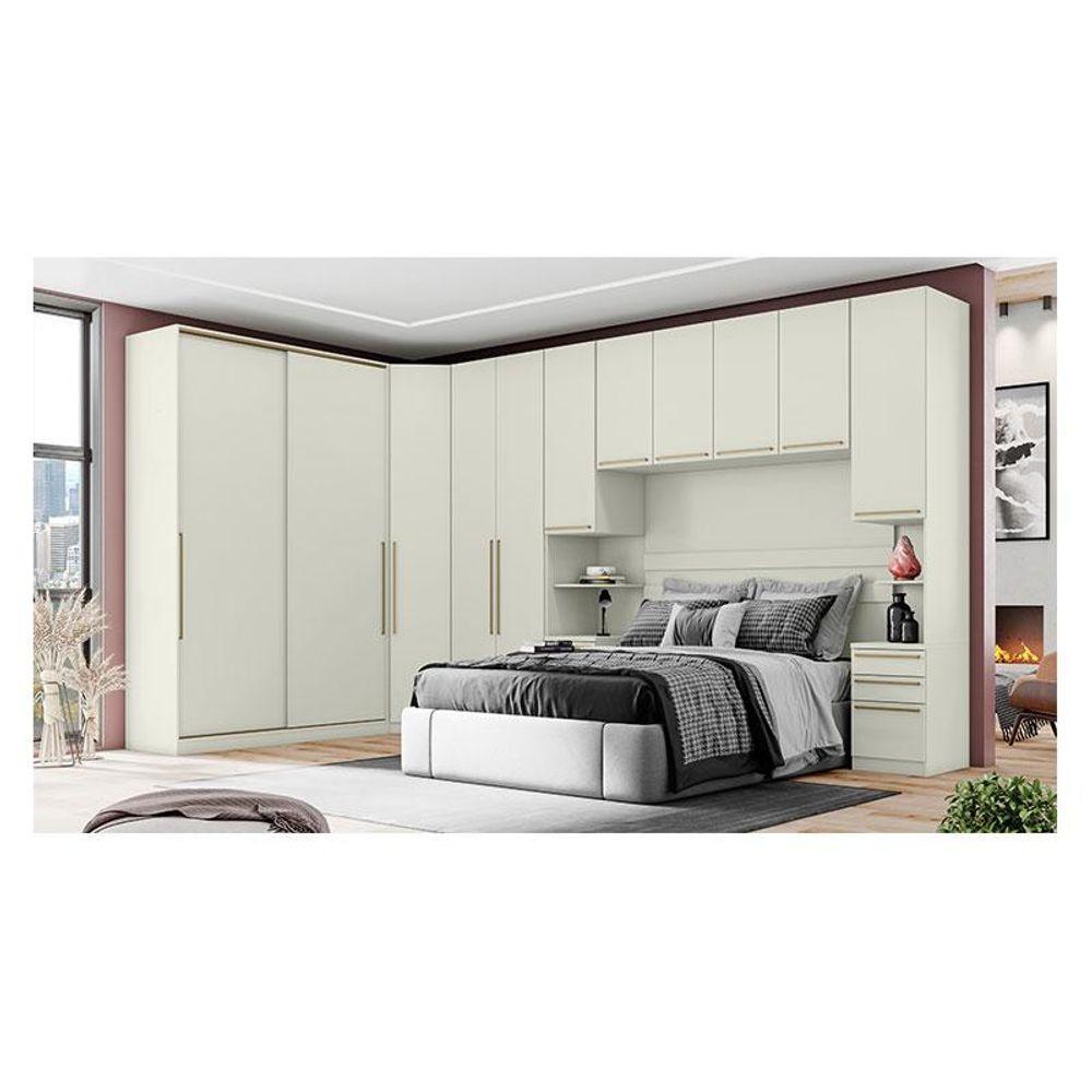 Quarto Modulado Casal Ambiente 6.2 New Predileto 6 Peças Areia - Henn - 2