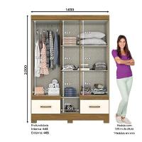 Guarda Roupa Solteiro B60 Nature Off White Com Espelho - Briz Móveis - 2