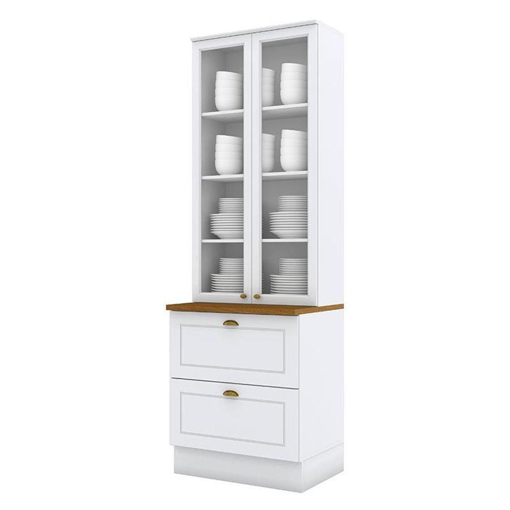 Cristaleira Nova York Branco Com Tampo Naturale - Henn - 1