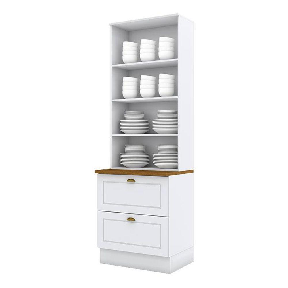 Cristaleira Nova York Branco Com Tampo Naturale - Henn - 3