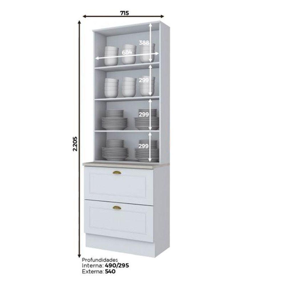 Cristaleira Nova York Branco Com Tampo Calcare - Henn - 3