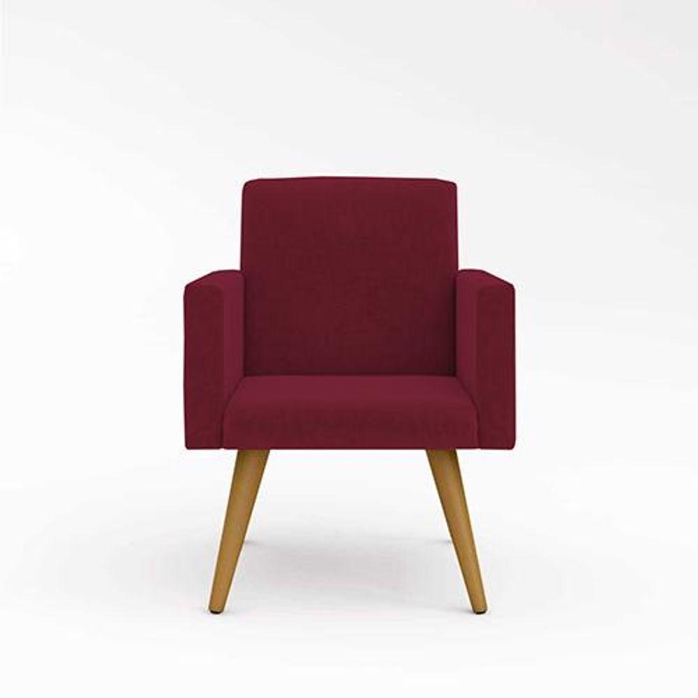 Jogo 02 Poltronas Decorativas + Puff Redondo Oferta Cor: Marsala - 4
