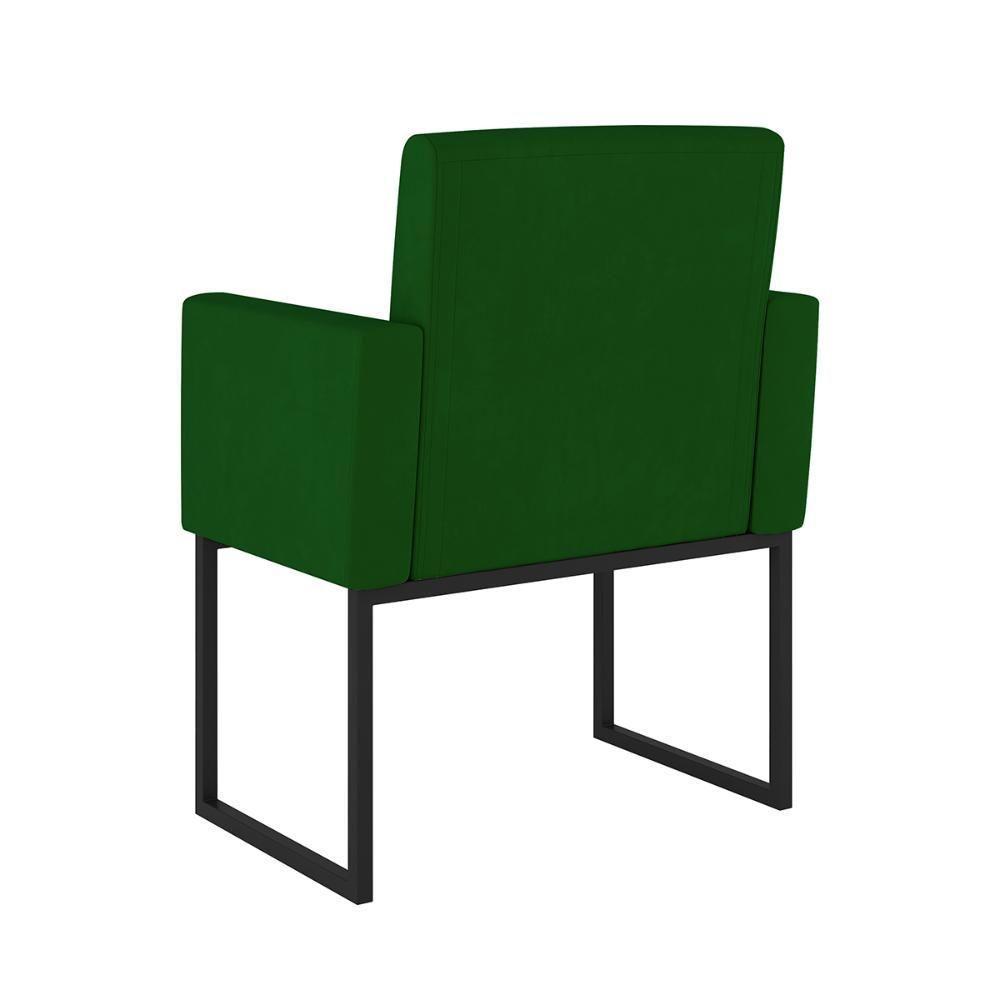 Cadeira Poltrona Moderna Com Base De Ferro Preto Reforçada Cor: Verde - 3