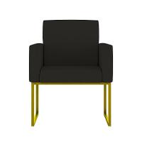 Cadeira Poltrona Moderna Com Base De Ferro Dourado Reforçada Cor: Preto - 1