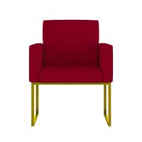 Cadeira Poltrona Moderna Com Base De Ferro Dourado Reforçada Cor: Vermelho - 1