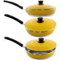 Kit 3 Panelas + Frigideira Gulê Alumínio 4 Peças Amarelo - 2