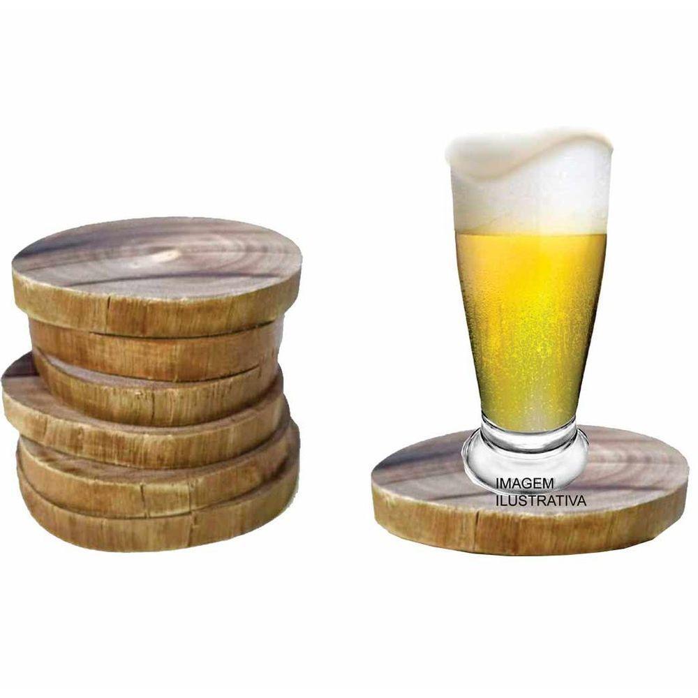 Kit C/6 Apoiador De Copo Em Eucalípto Bolacha Porta Copo - 1