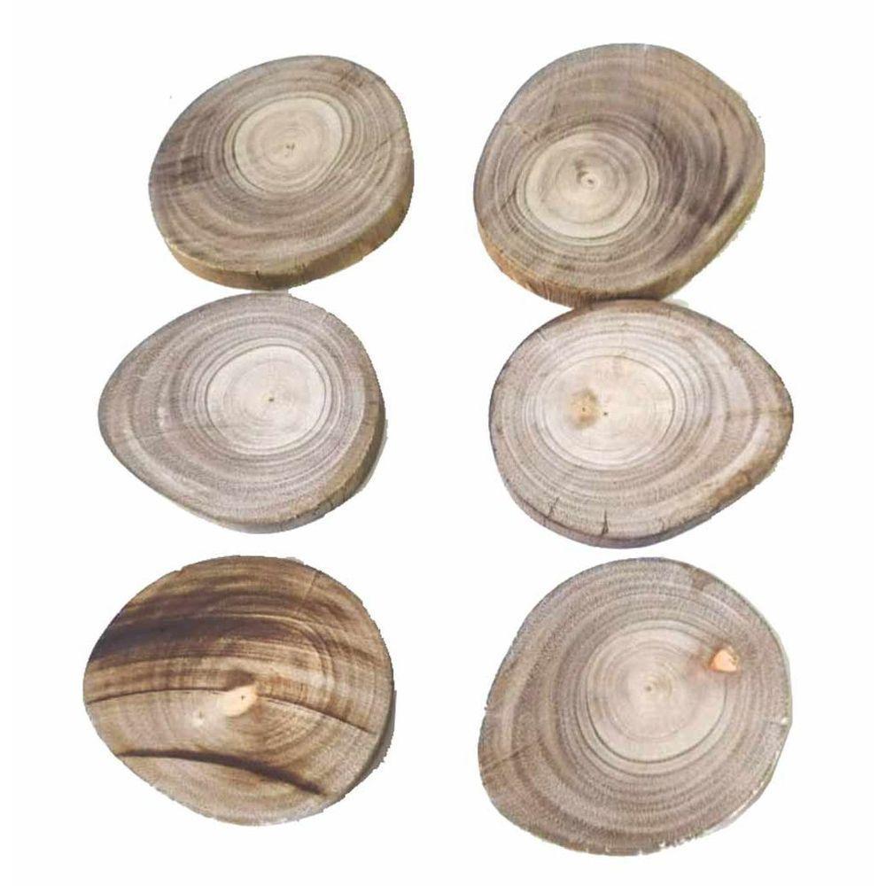 Kit C/6 Apoiador De Copo Em Eucalípto Bolacha Porta Copo - 3