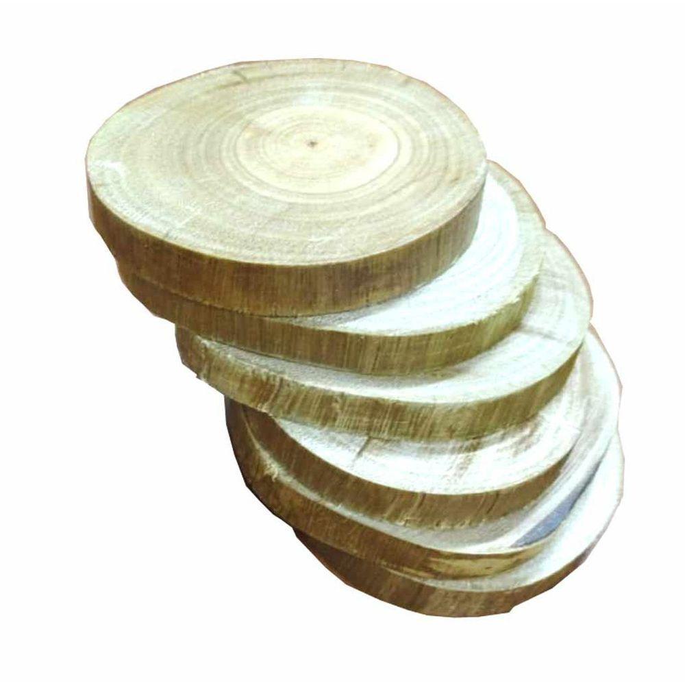 Kit C/6 Apoiador De Copo Em Eucalípto Bolacha Porta Copo - 4