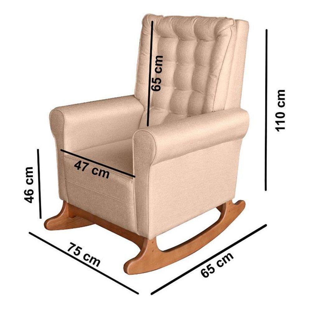 Poltrona De Amamentação Com Balanço E Puff Paris Linho Bege - Ideal - 3