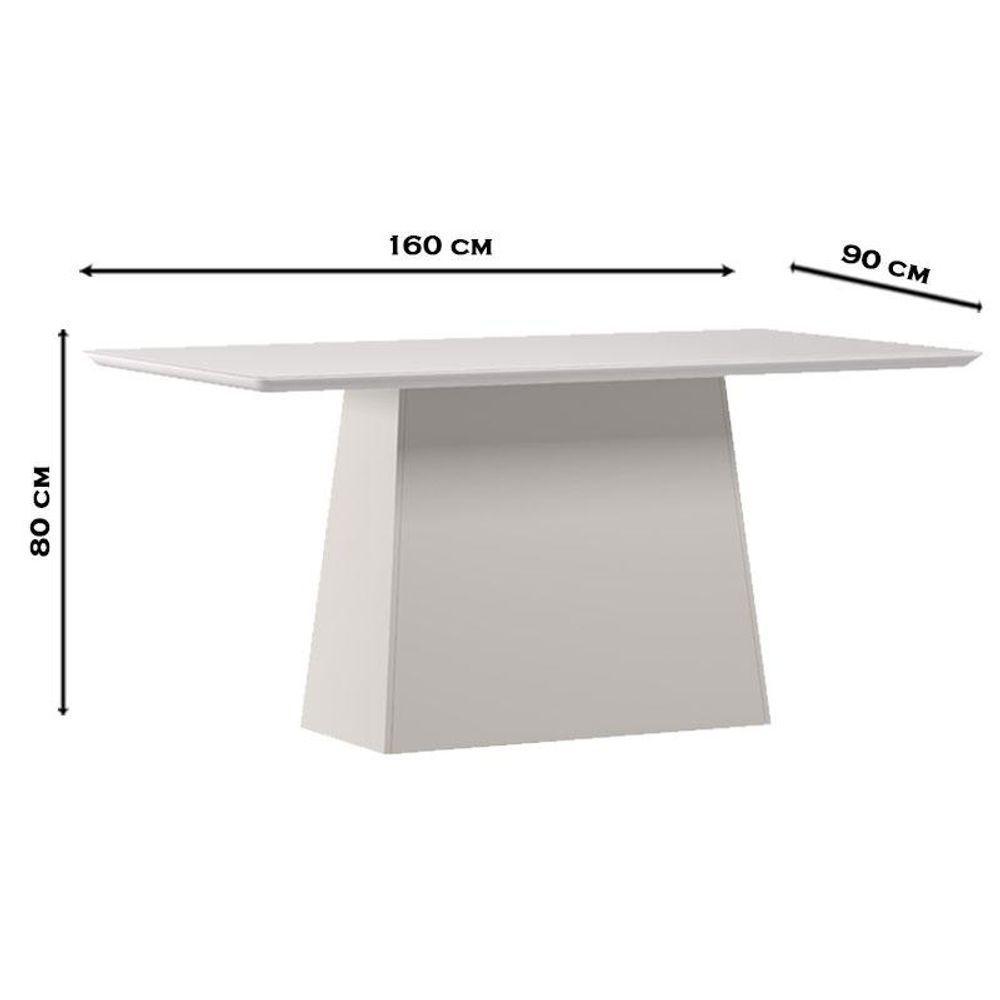 Mesa De Jantar 160 Cm Barbara Com Vidro Off White - New Ceval - 2